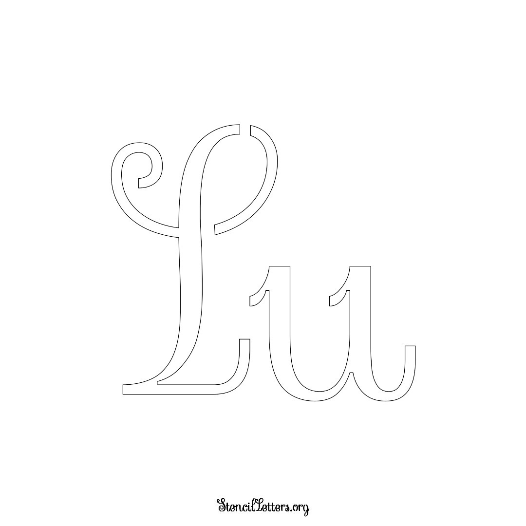 Lu name stencil in Ornamental Cursive Lettering