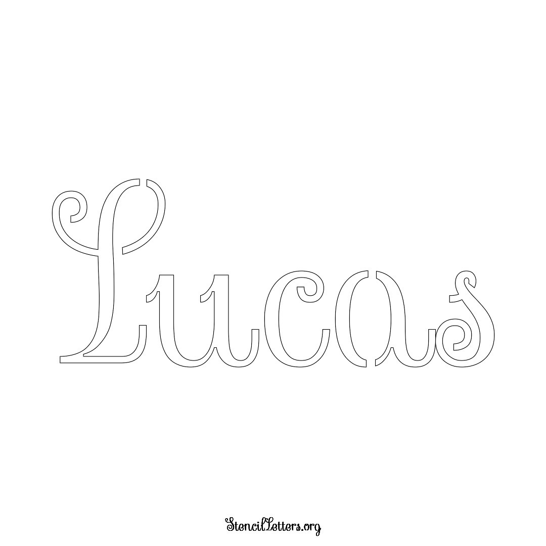 Lucas name stencil in Ornamental Cursive Lettering