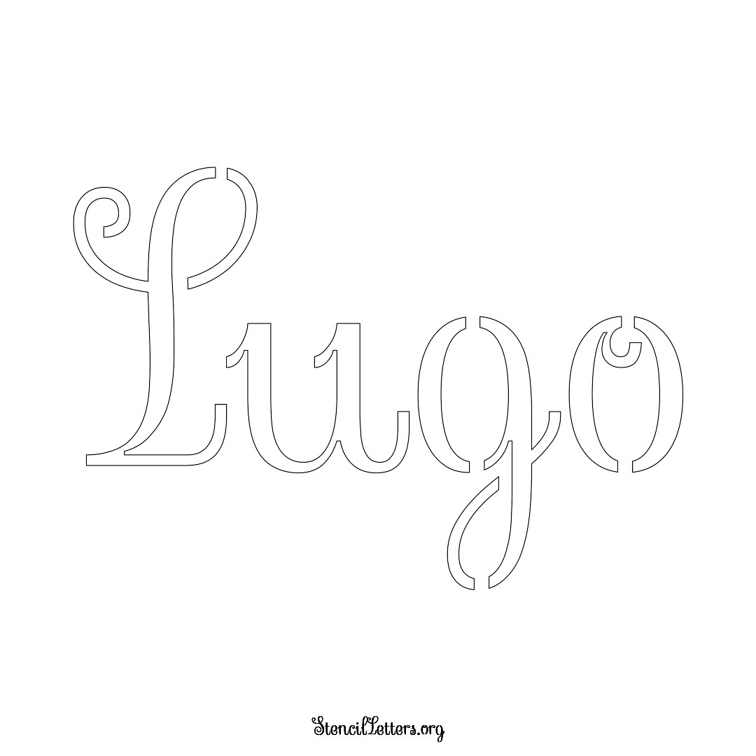 Lugo name stencil in Ornamental Cursive Lettering