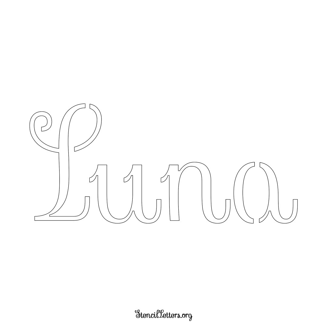 Luna name stencil in Ornamental Cursive Lettering