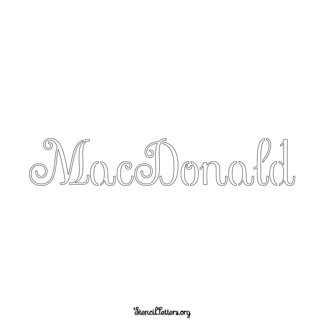 Macdonald name stencil in Ornamental Cursive Lettering