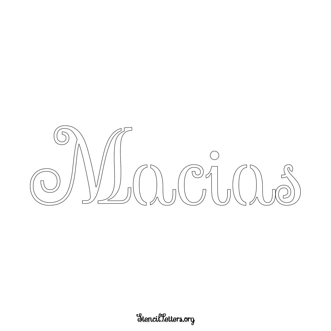 Macias name stencil in Ornamental Cursive Lettering