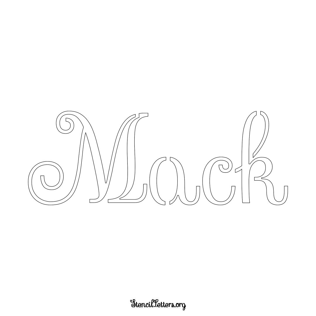 Mack name stencil in Ornamental Cursive Lettering