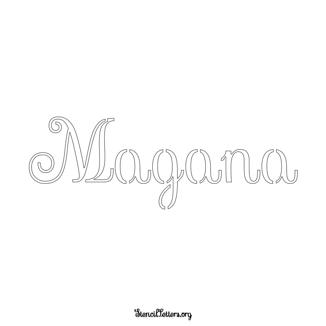 Magana name stencil in Ornamental Cursive Lettering