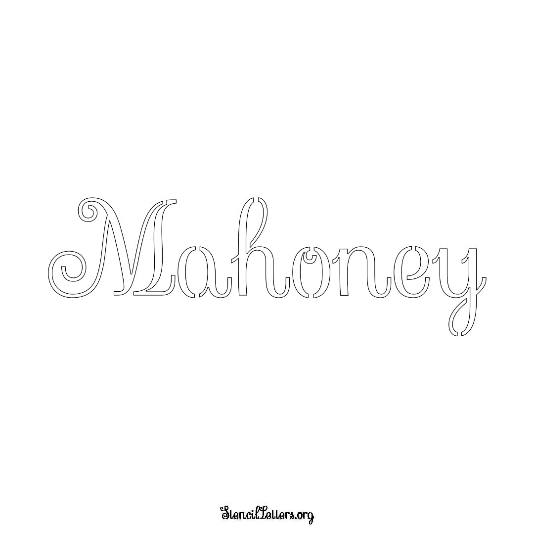 Mahoney name stencil in Ornamental Cursive Lettering