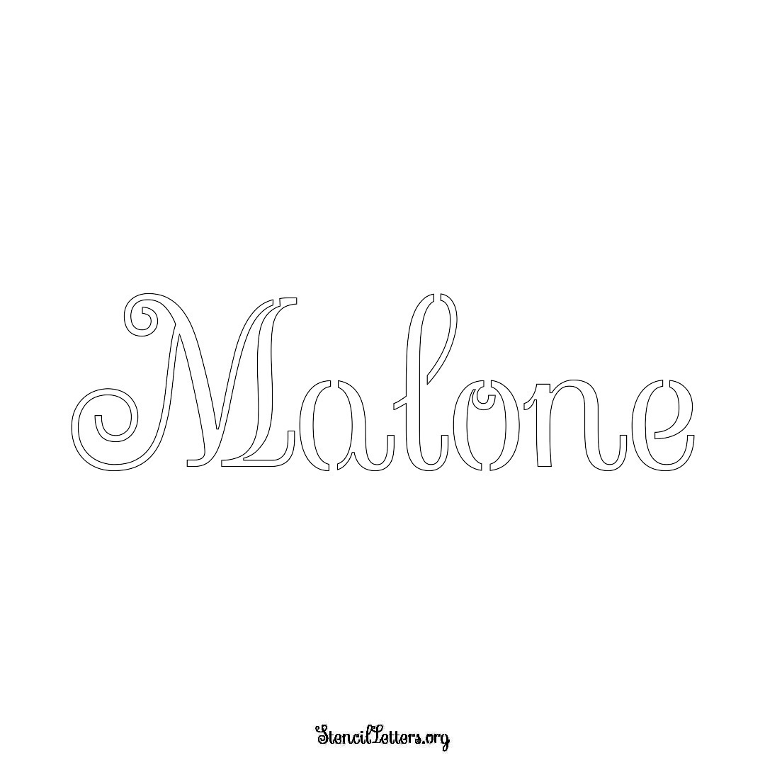 Malone name stencil in Ornamental Cursive Lettering