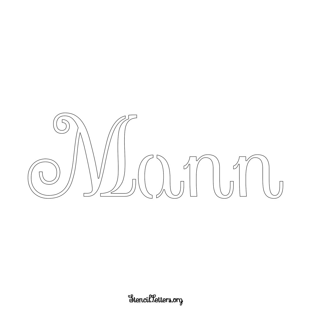Mann name stencil in Ornamental Cursive Lettering