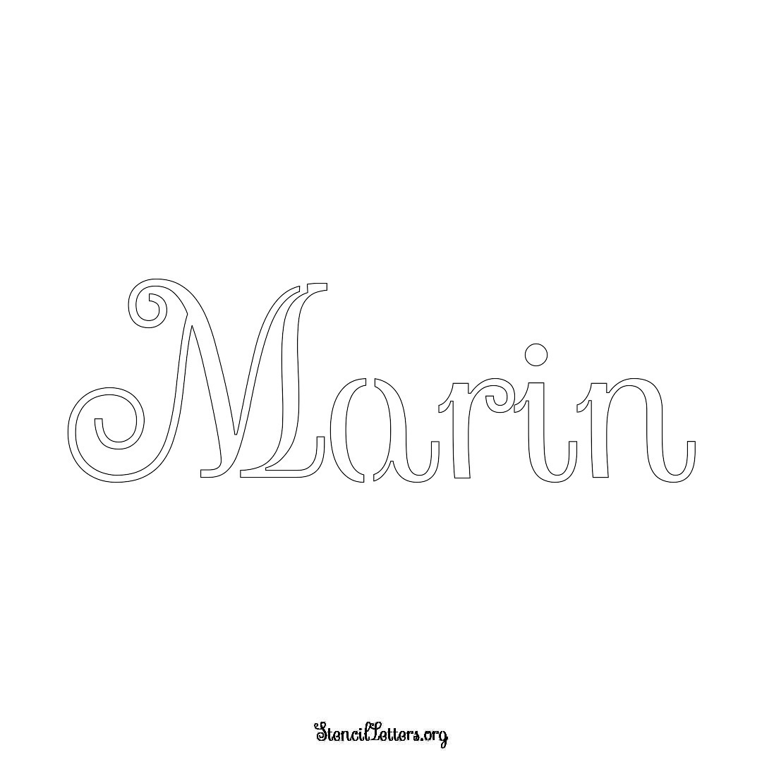 Marin name stencil in Ornamental Cursive Lettering
