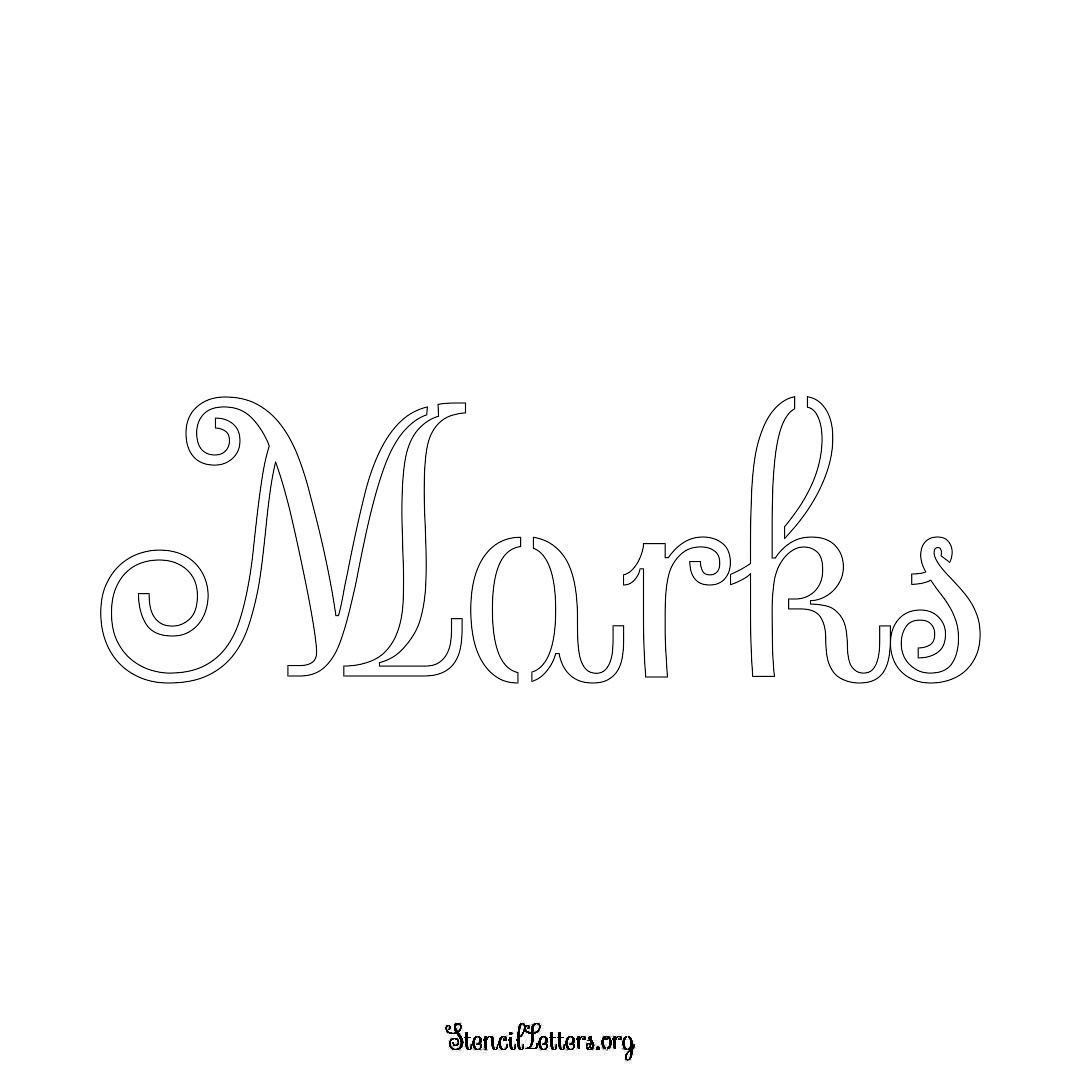 Marks name stencil in Ornamental Cursive Lettering