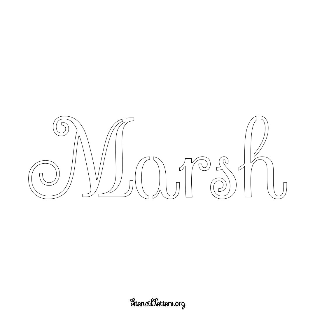 Marsh name stencil in Ornamental Cursive Lettering