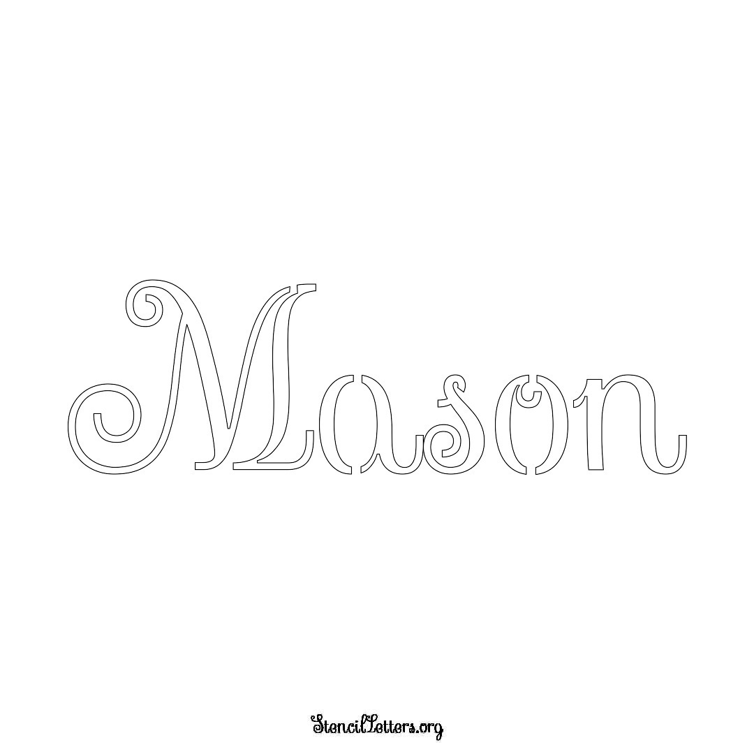 Mason name stencil in Ornamental Cursive Lettering