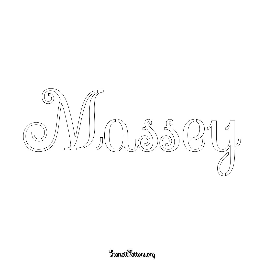 Massey name stencil in Ornamental Cursive Lettering