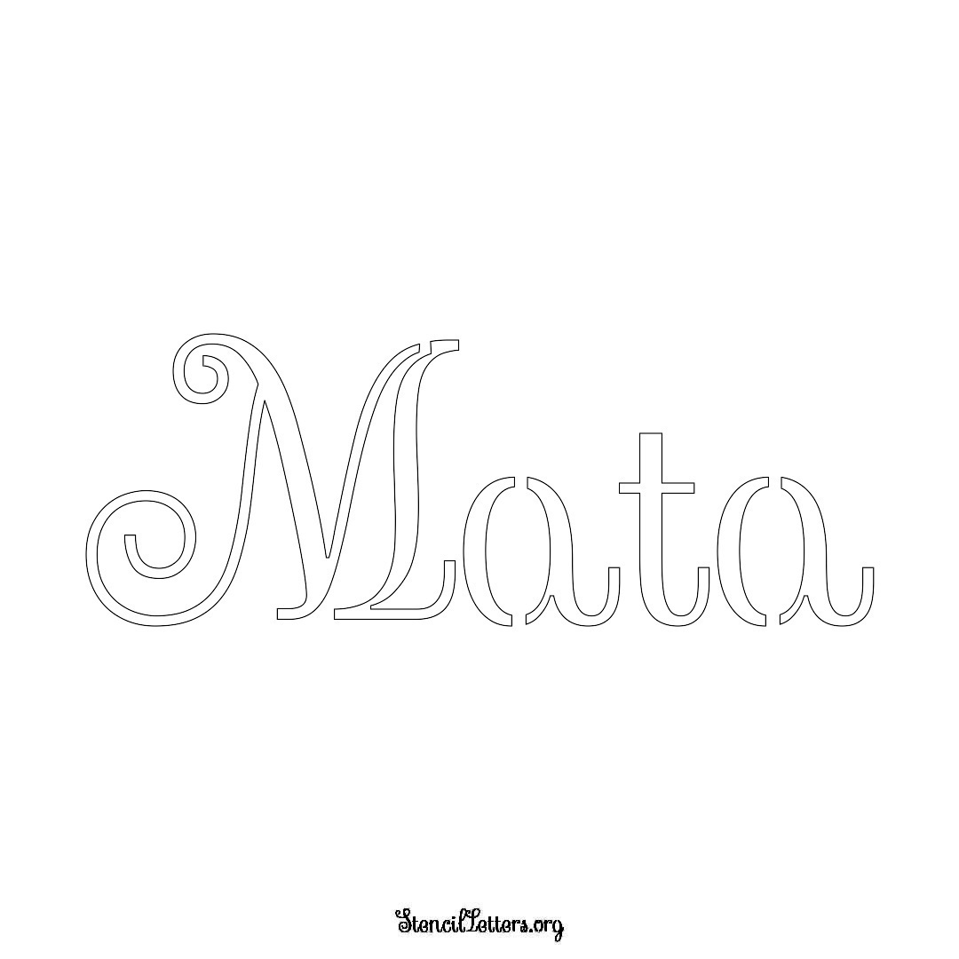 Mata name stencil in Ornamental Cursive Lettering