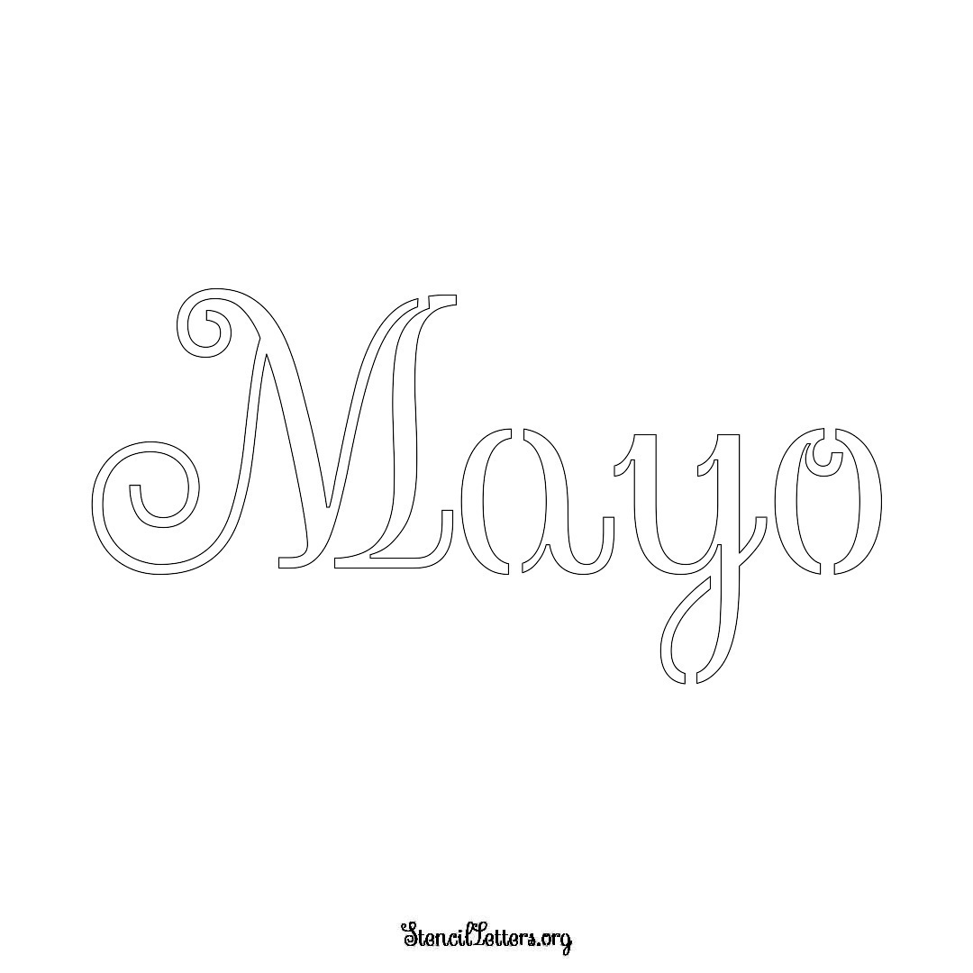 Mayo name stencil in Ornamental Cursive Lettering