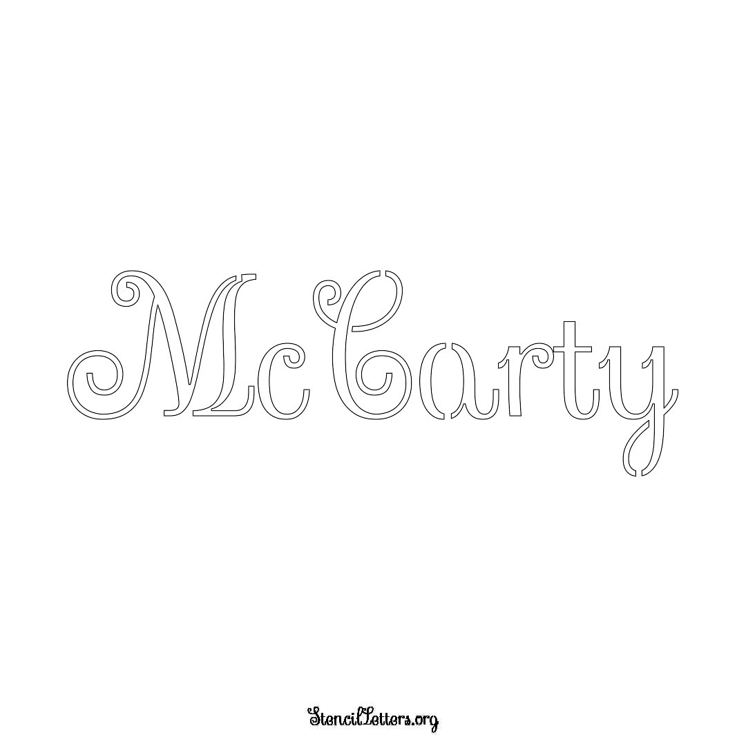 McCarty name stencil in Ornamental Cursive Lettering