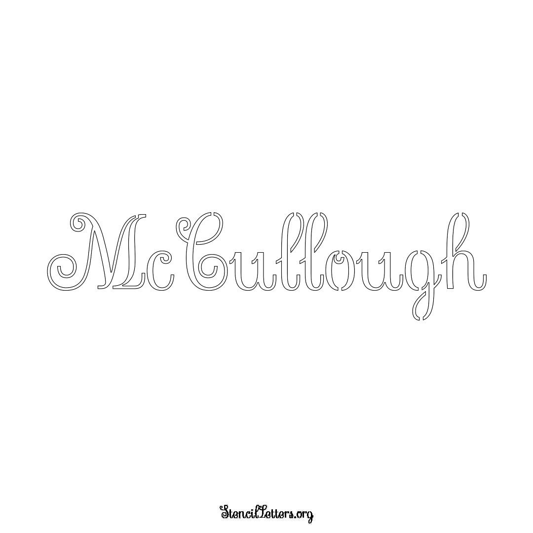 McCullough name stencil in Ornamental Cursive Lettering