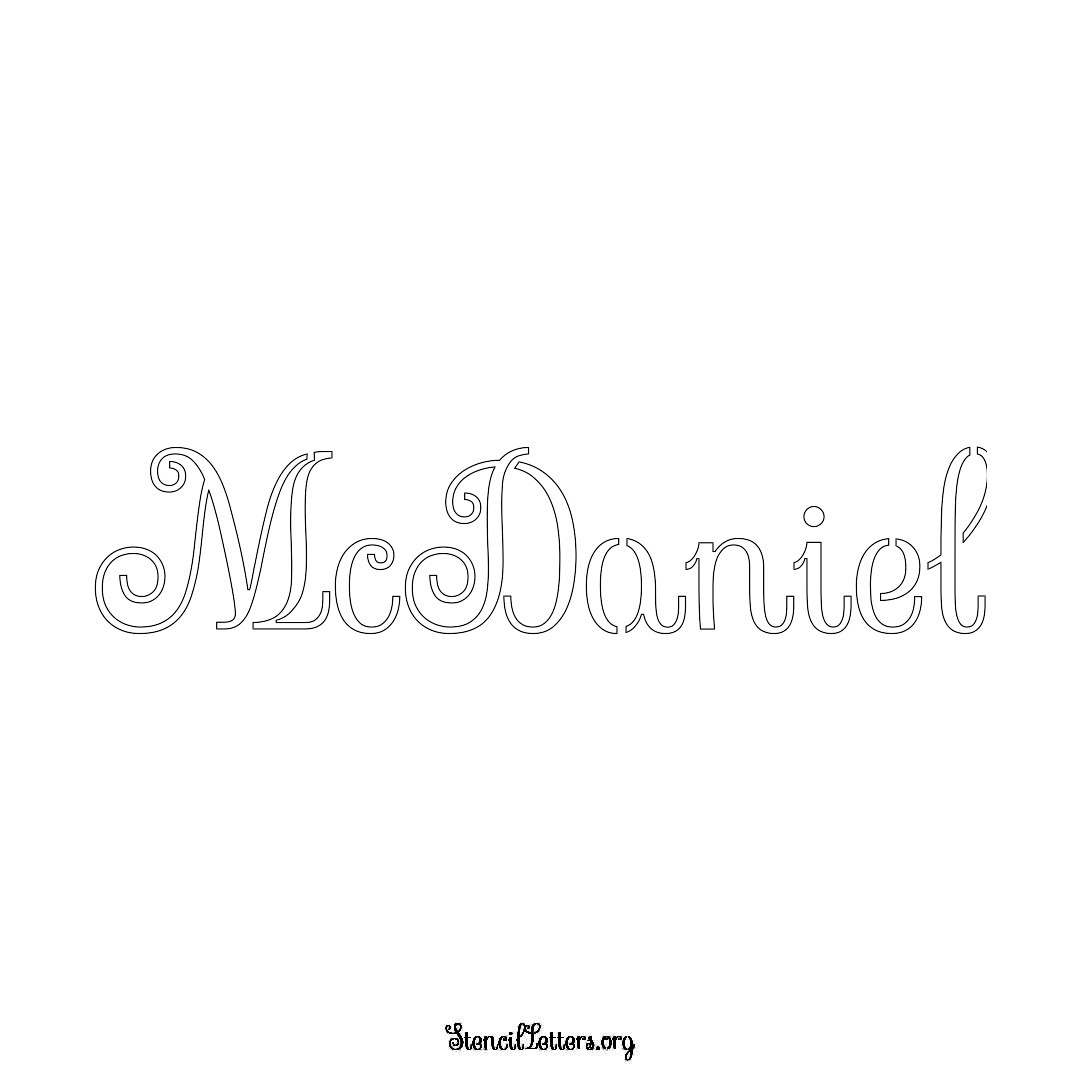 McDaniel name stencil in Ornamental Cursive Lettering