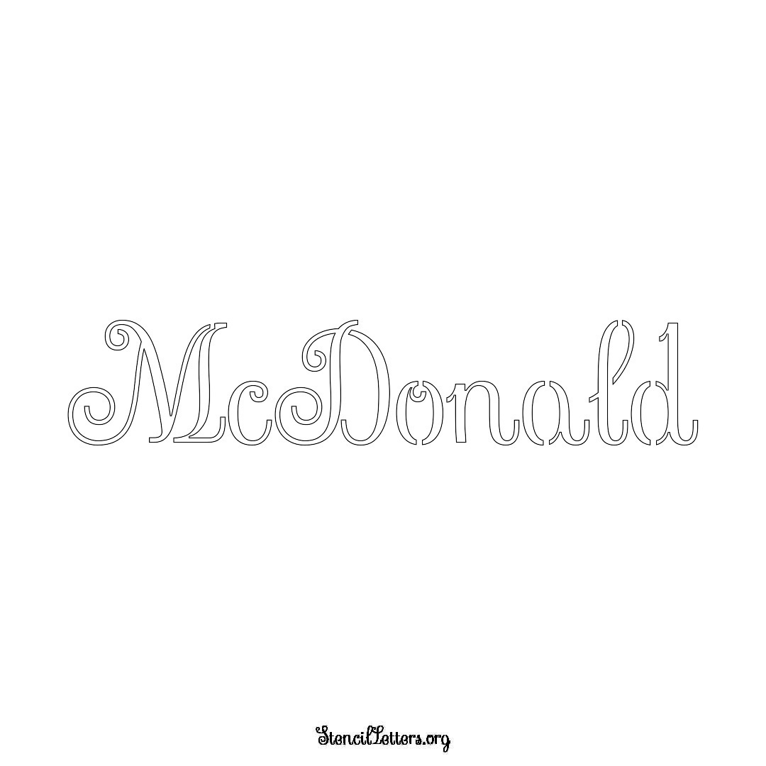 McDonald name stencil in Ornamental Cursive Lettering