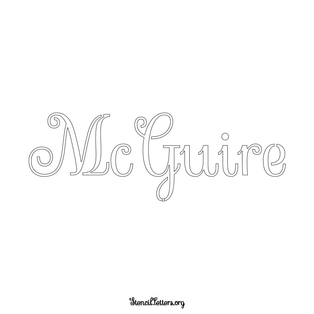 McGuire name stencil in Ornamental Cursive Lettering