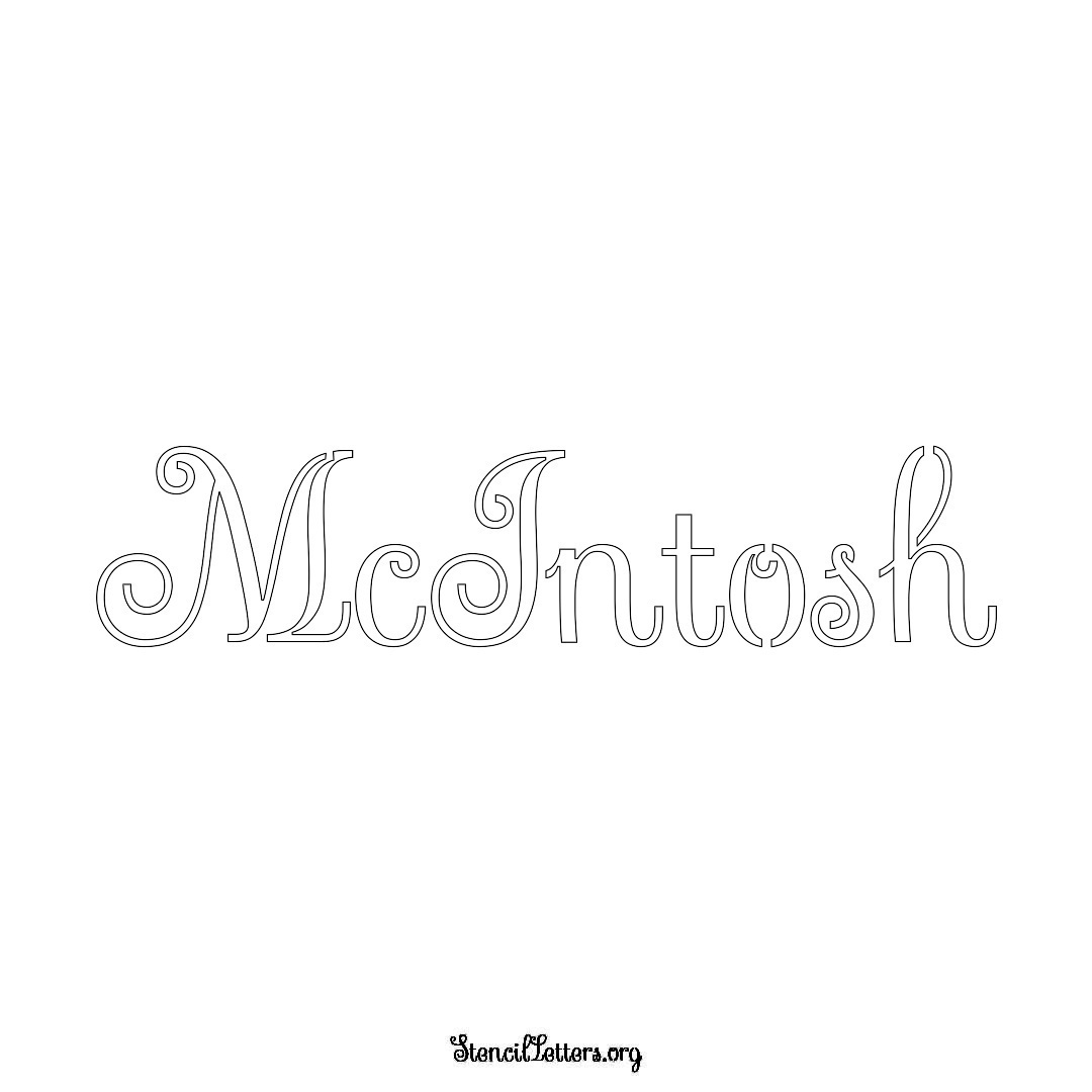 McIntosh name stencil in Ornamental Cursive Lettering