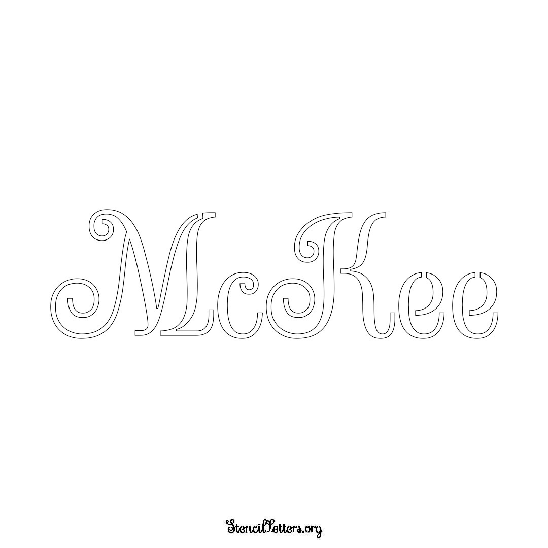 McKee name stencil in Ornamental Cursive Lettering