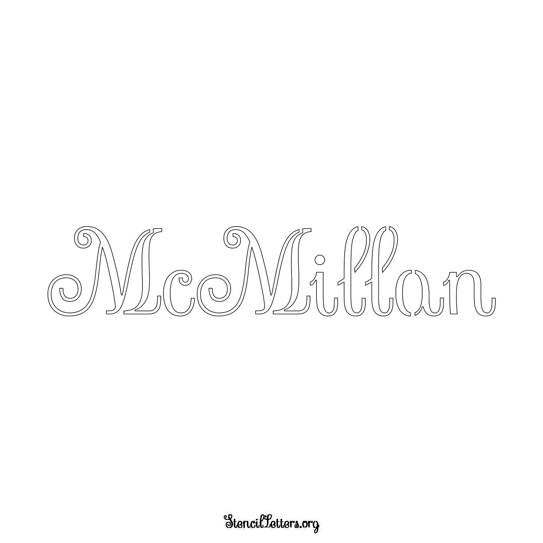 McMillan name stencil in Ornamental Cursive Lettering