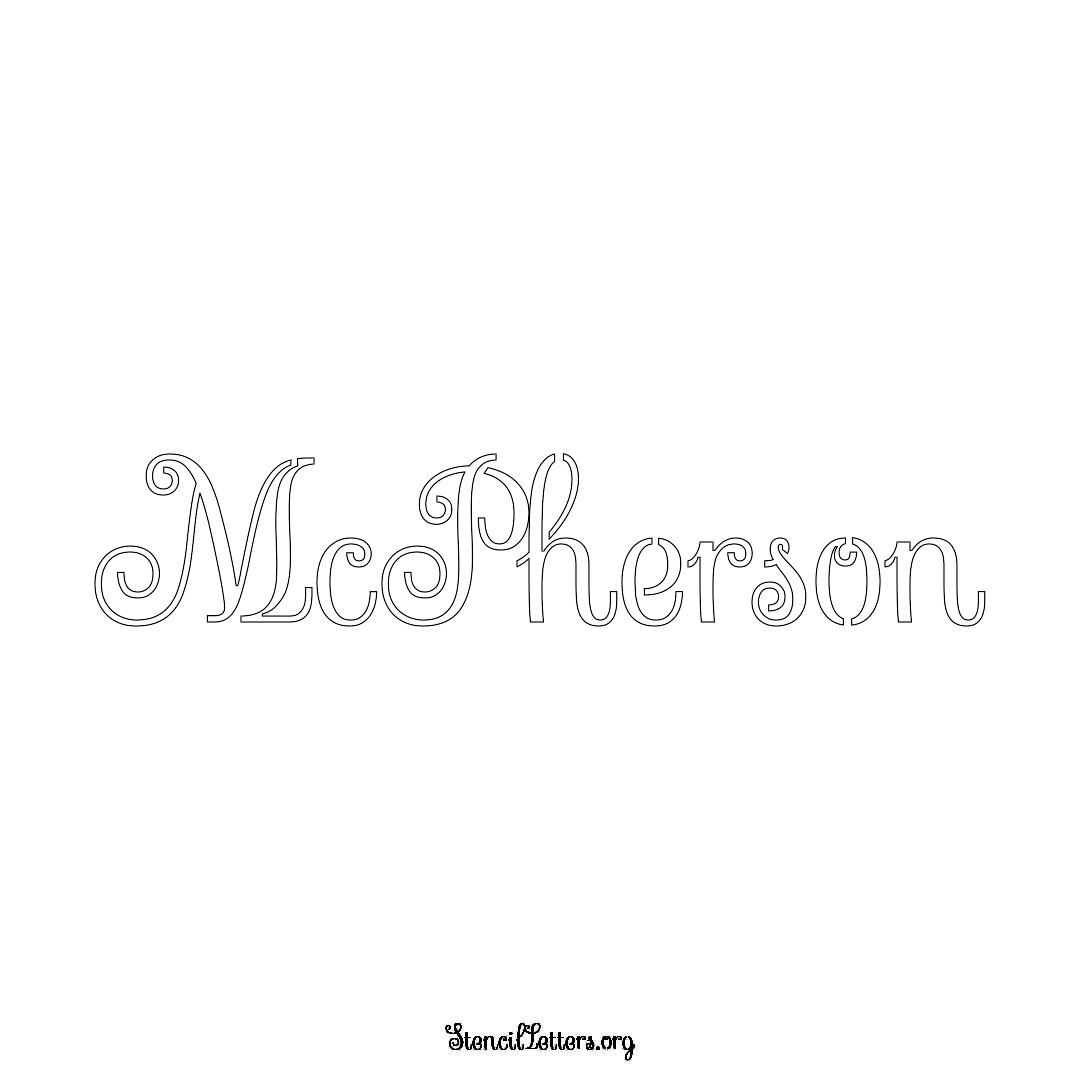 McPherson name stencil in Ornamental Cursive Lettering