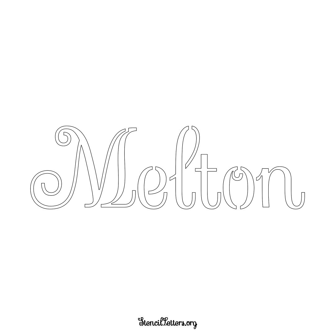 Melton name stencil in Ornamental Cursive Lettering