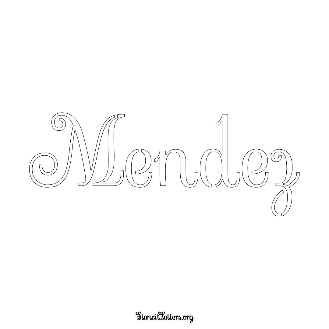 Mendez name stencil in Ornamental Cursive Lettering