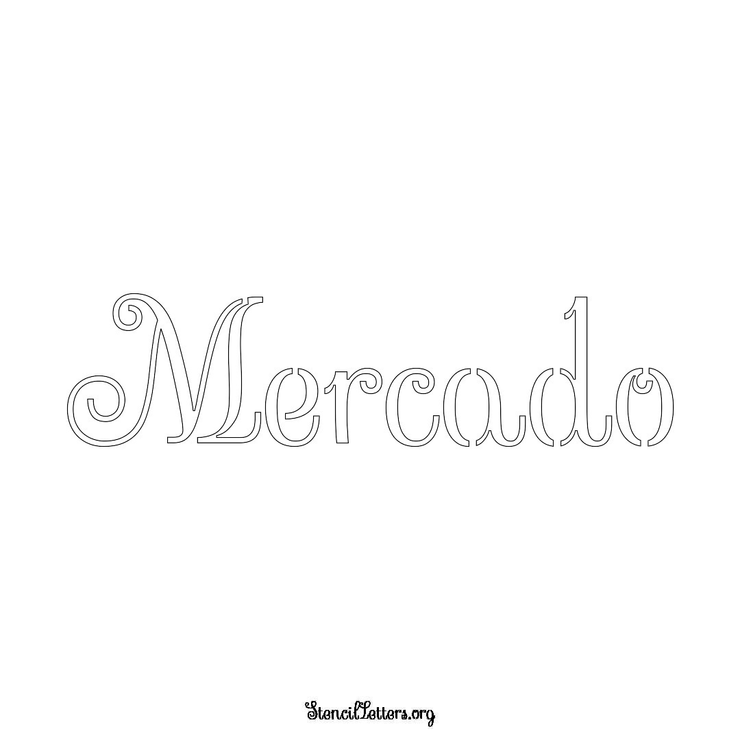 Mercado name stencil in Ornamental Cursive Lettering