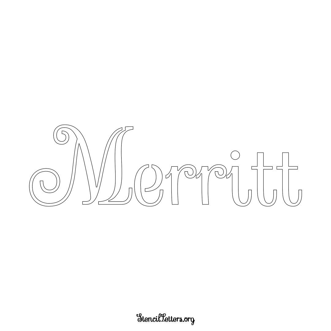 Merritt name stencil in Ornamental Cursive Lettering