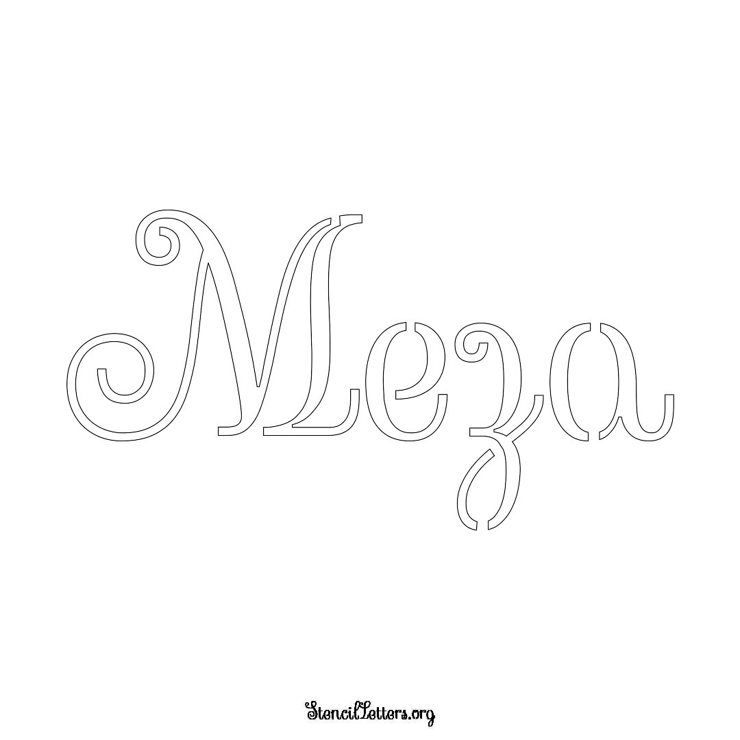 Meza name stencil in Ornamental Cursive Lettering