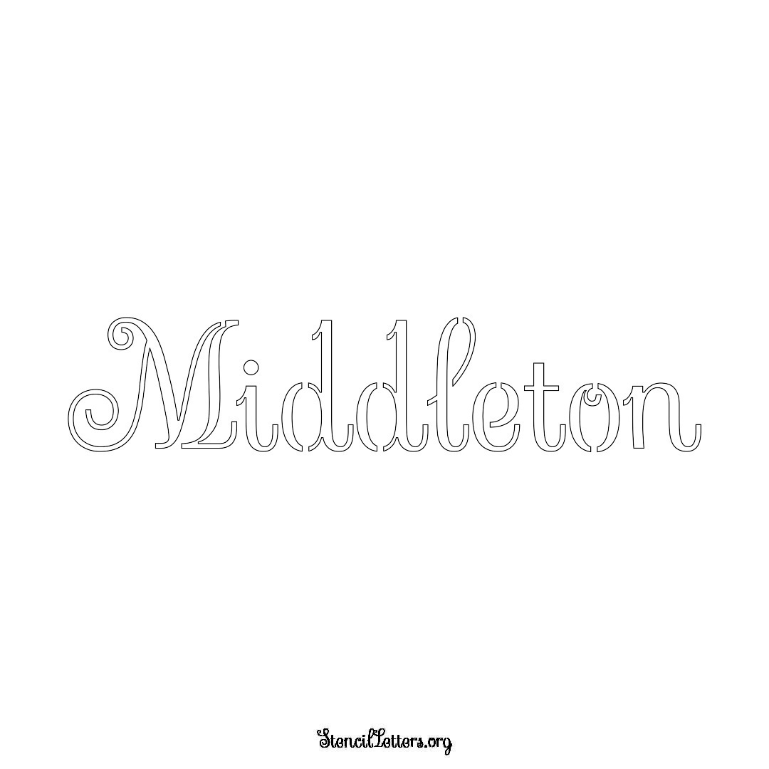 Middleton name stencil in Ornamental Cursive Lettering