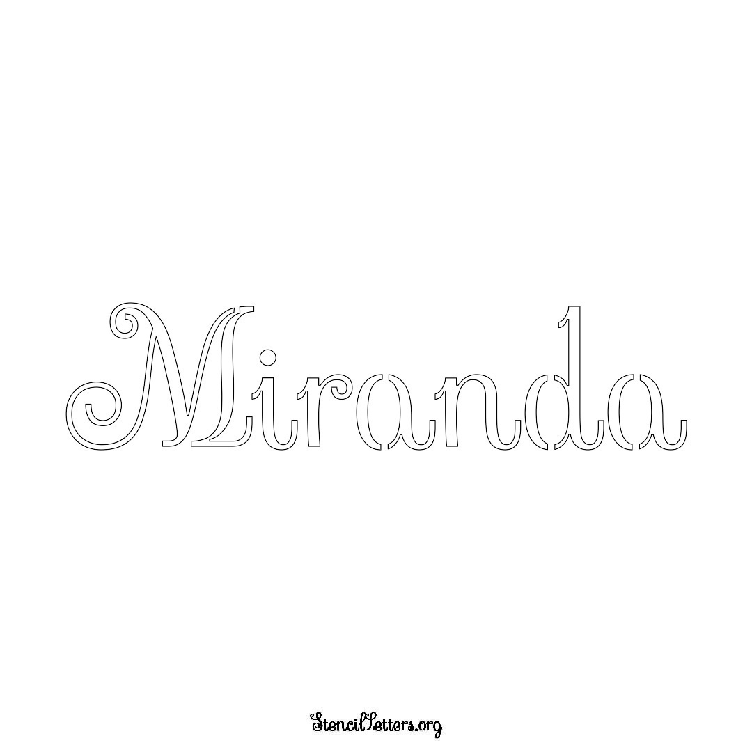 Miranda name stencil in Ornamental Cursive Lettering