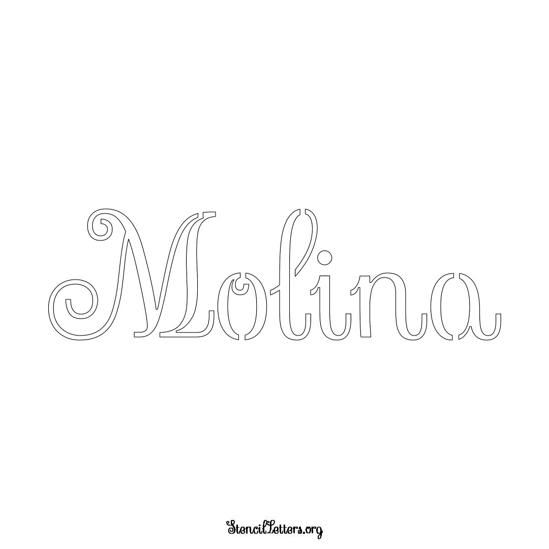 Molina name stencil in Ornamental Cursive Lettering