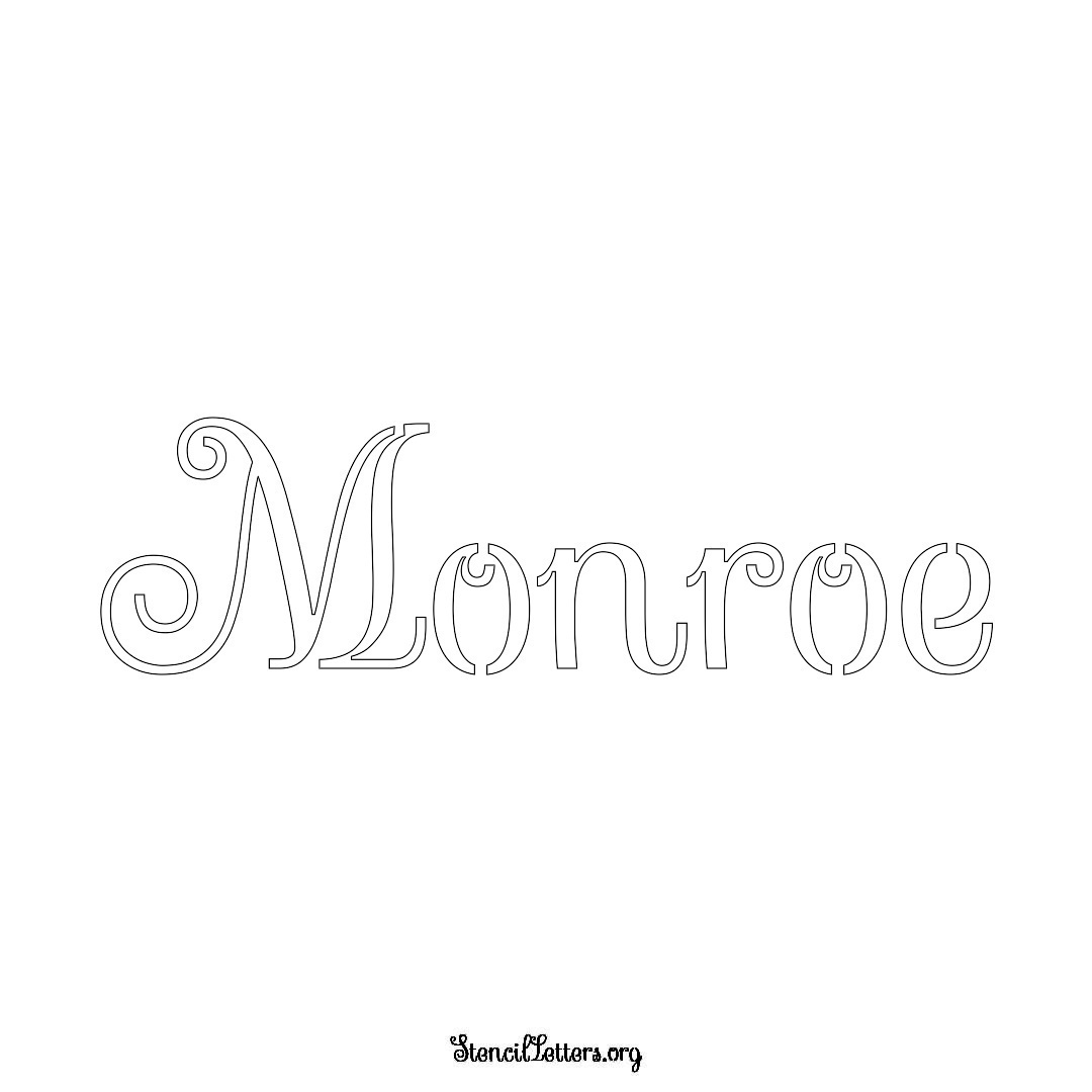 Monroe name stencil in Ornamental Cursive Lettering