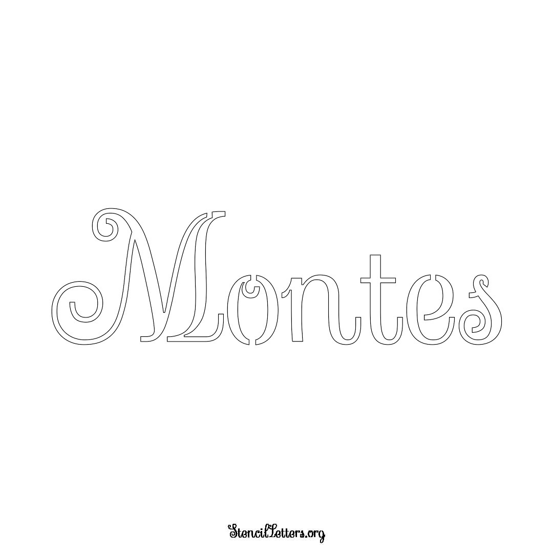 Montes name stencil in Ornamental Cursive Lettering