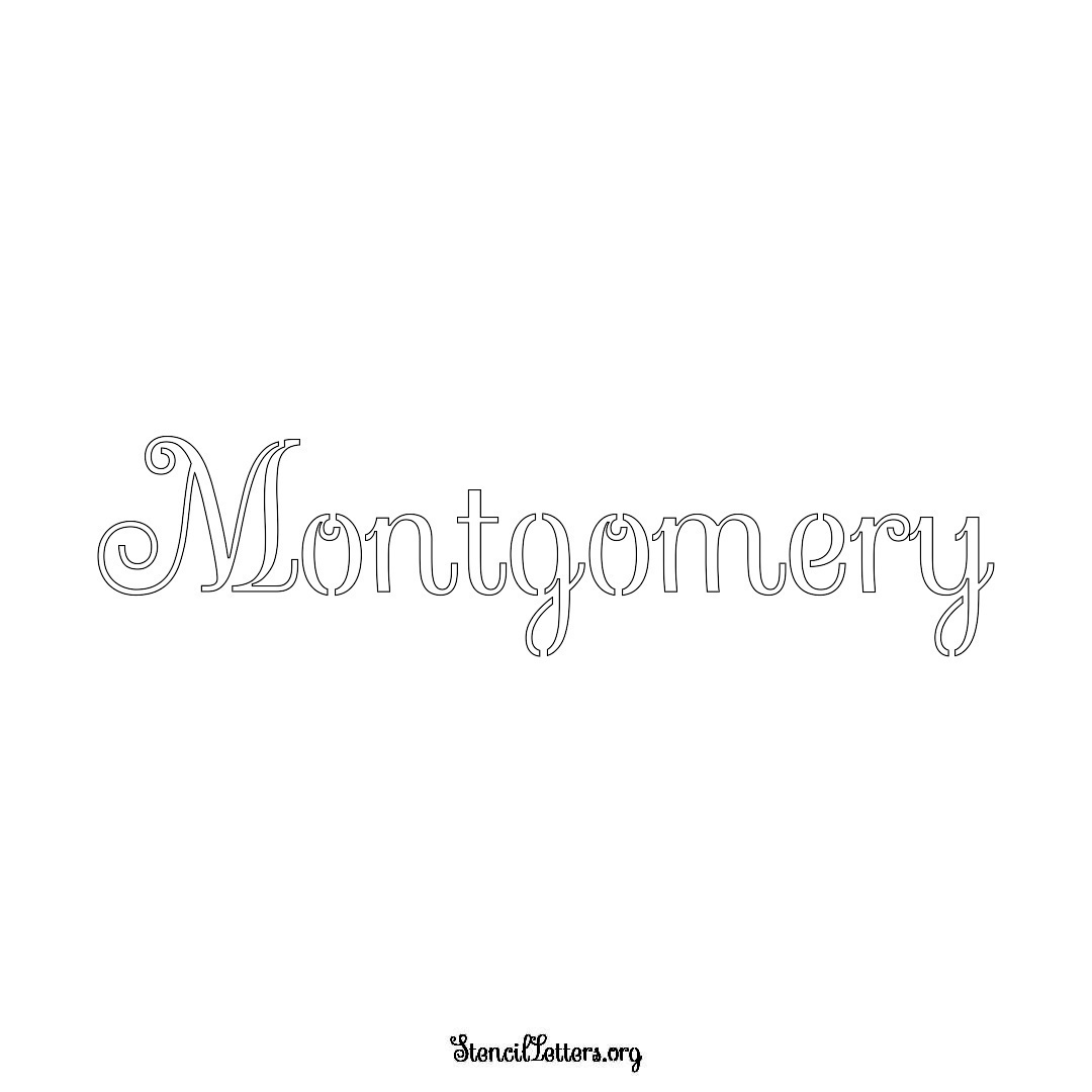 Montgomery name stencil in Ornamental Cursive Lettering