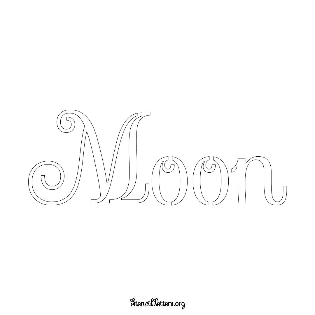 Moon name stencil in Ornamental Cursive Lettering