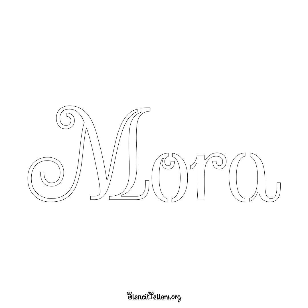 Mora name stencil in Ornamental Cursive Lettering