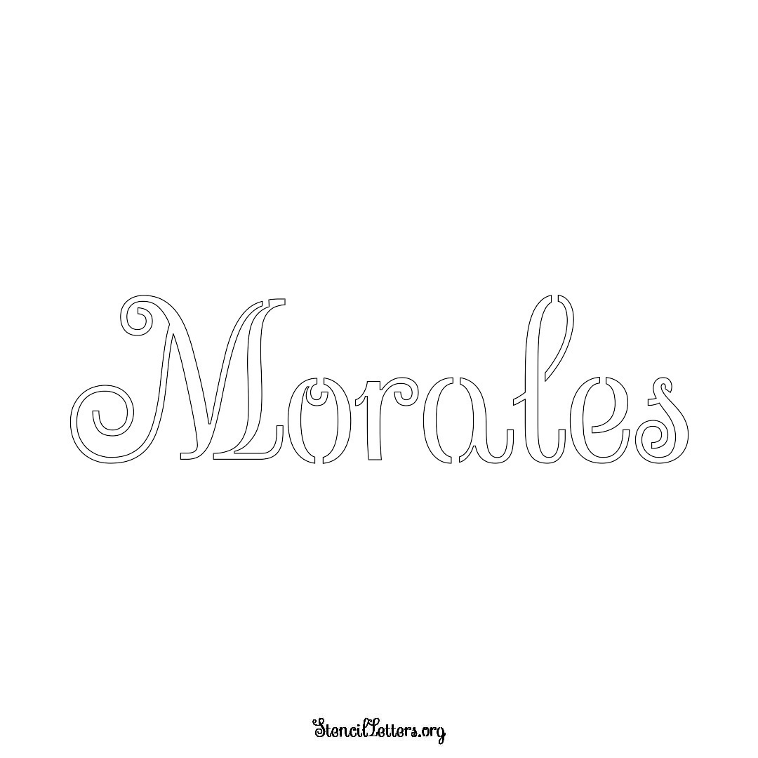 Morales name stencil in Ornamental Cursive Lettering