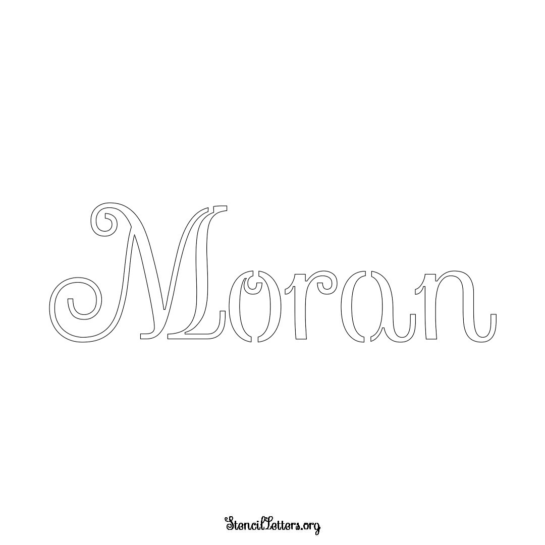Moran name stencil in Ornamental Cursive Lettering