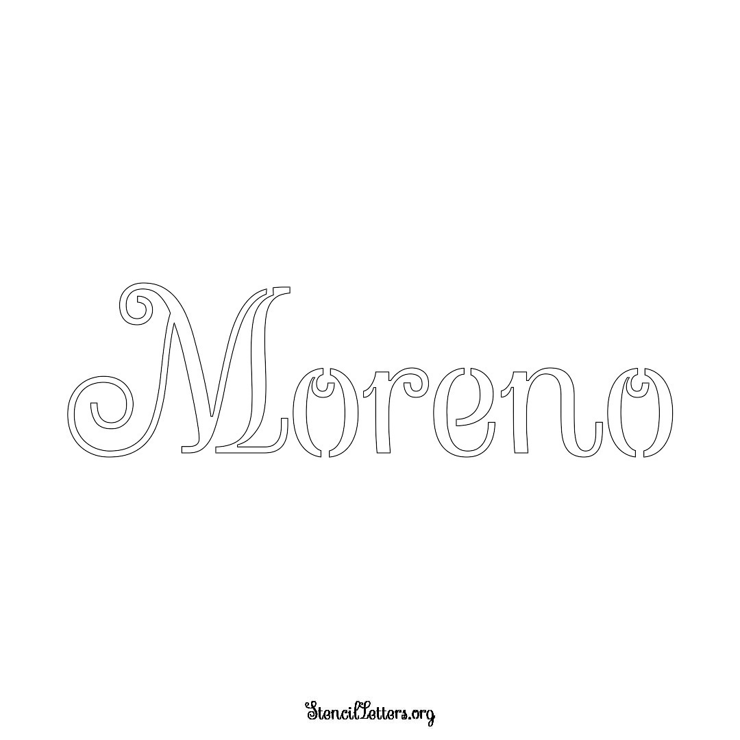 Moreno name stencil in Ornamental Cursive Lettering