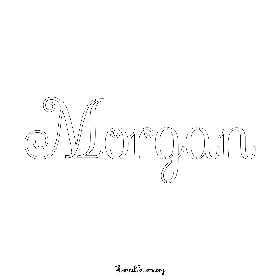 Morgan name stencil in Ornamental Cursive Lettering