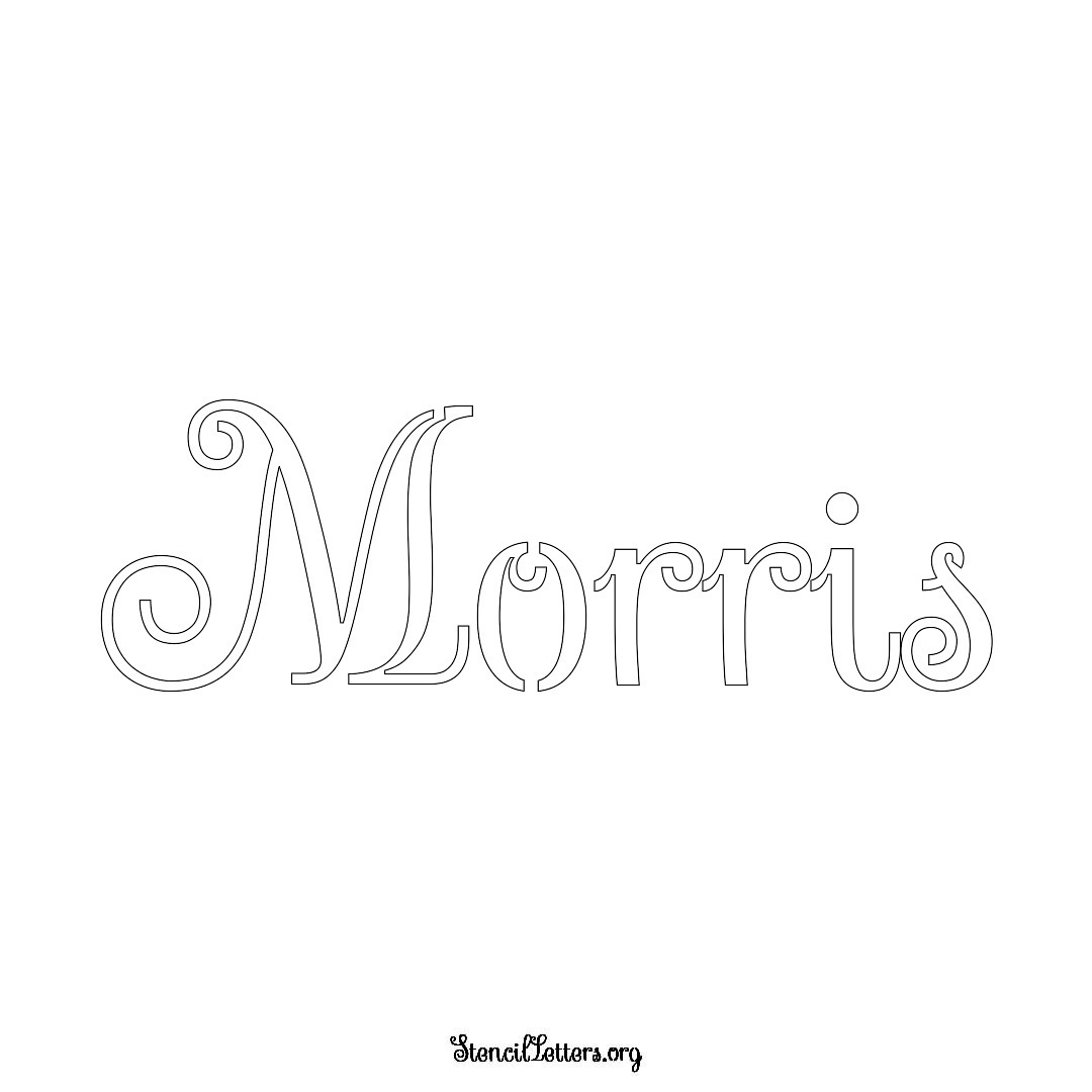 Morris name stencil in Ornamental Cursive Lettering