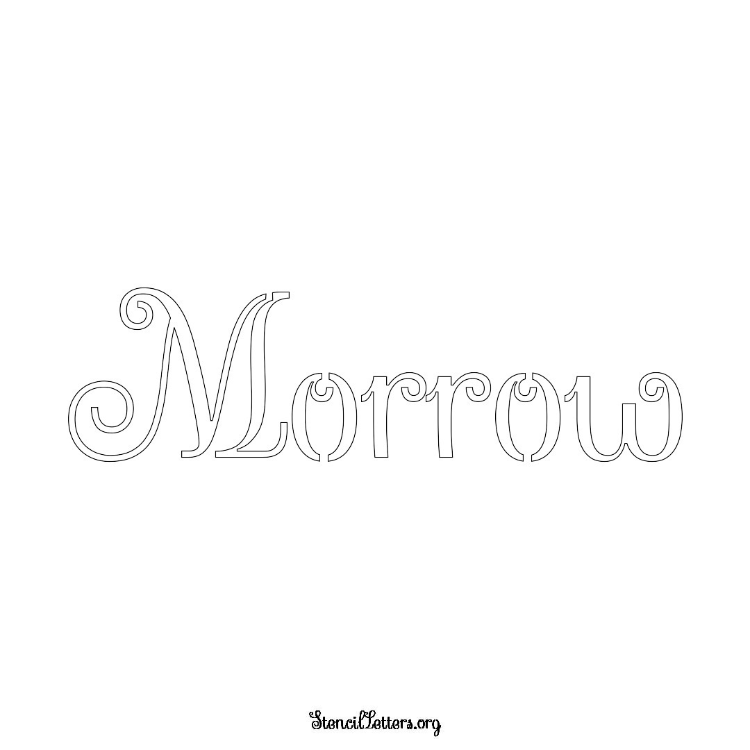 Morrow name stencil in Ornamental Cursive Lettering