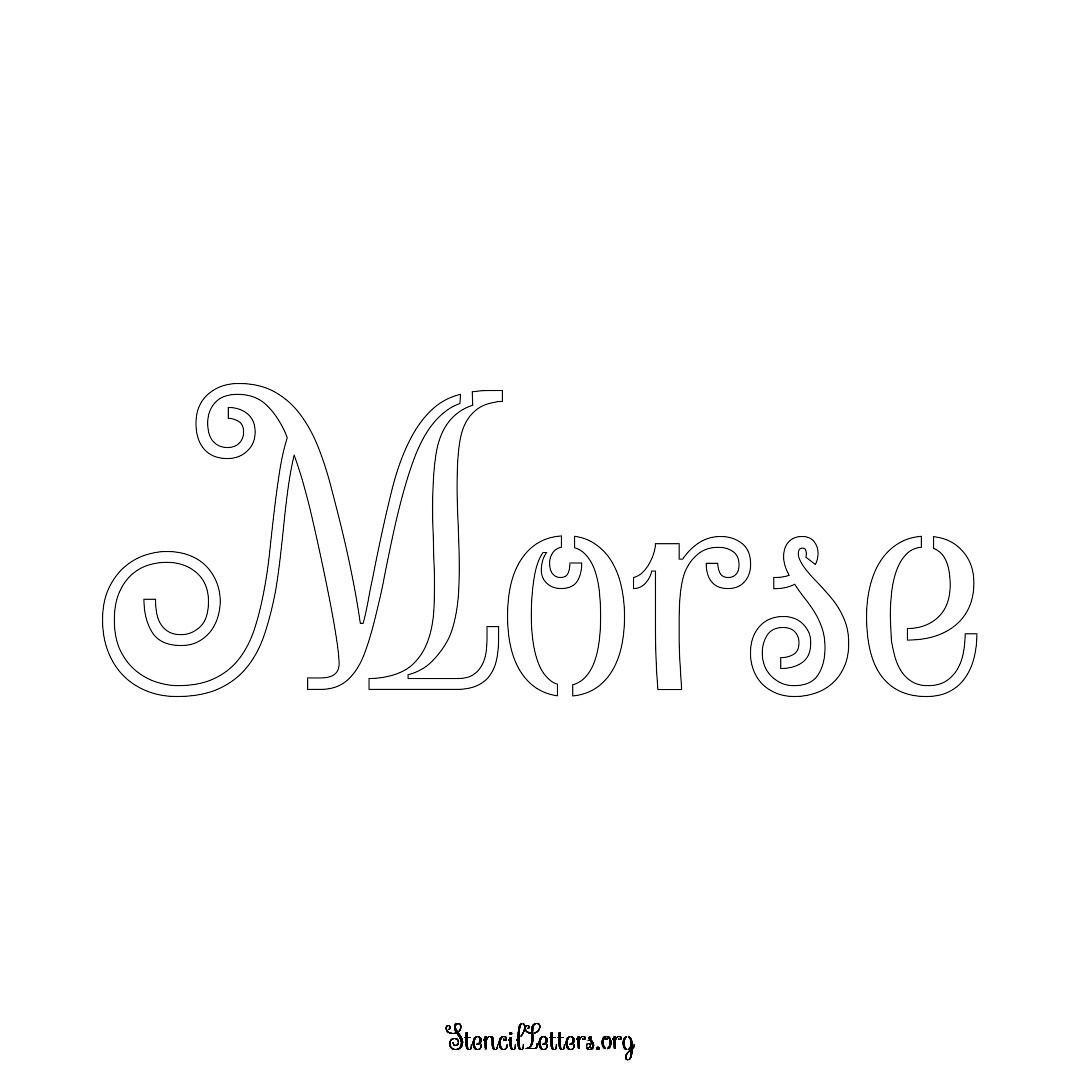 Morse name stencil in Ornamental Cursive Lettering