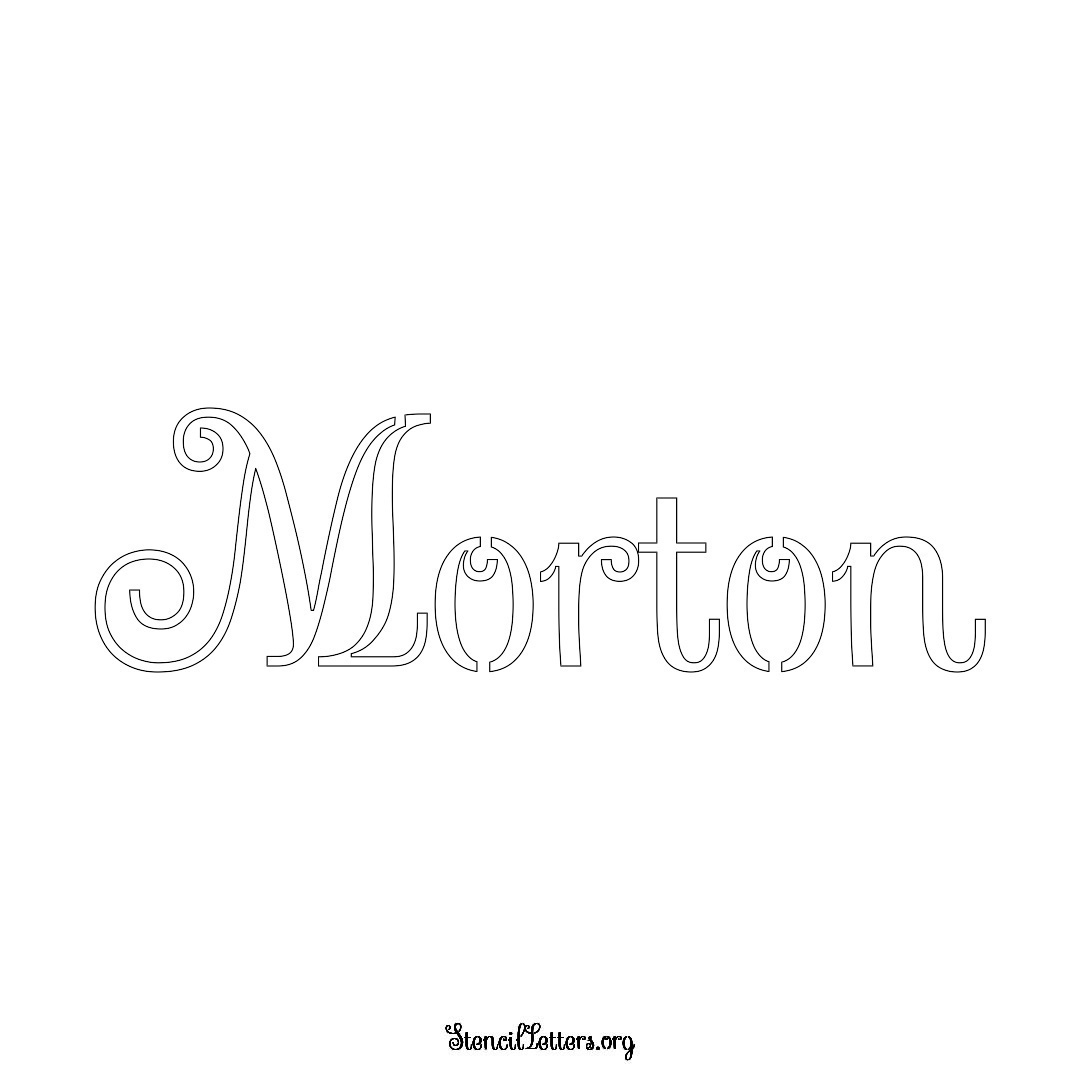 Morton name stencil in Ornamental Cursive Lettering