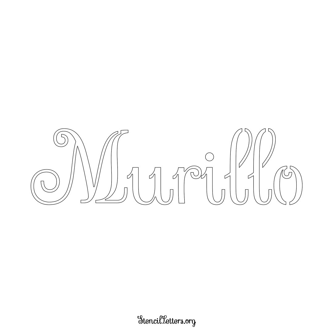 Murillo name stencil in Ornamental Cursive Lettering