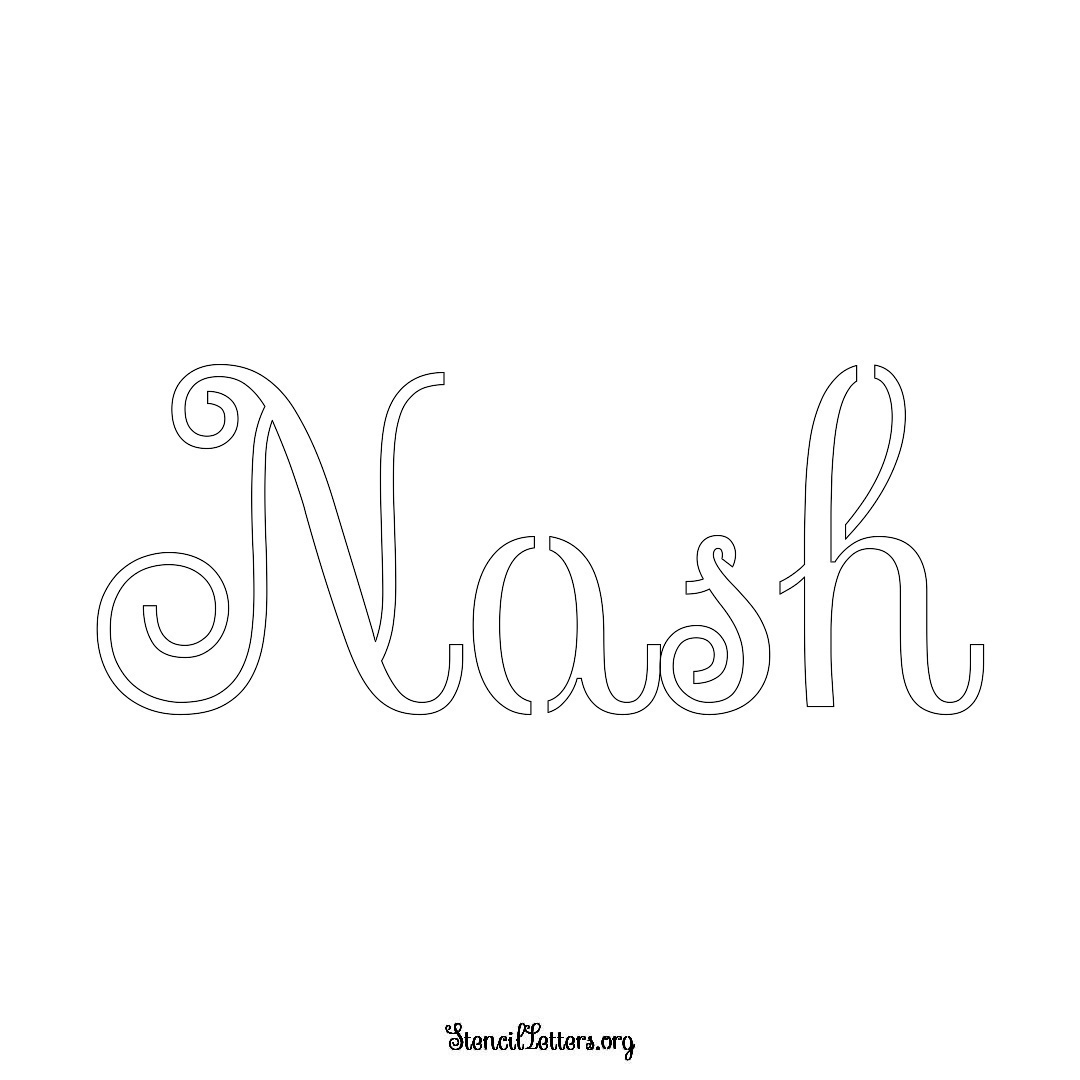 Nash name stencil in Ornamental Cursive Lettering